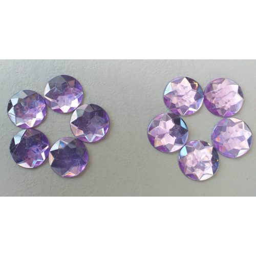 2 cm átmérőjű lila gyémántszemek csomagban 10 db