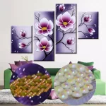 Virágok négy részes kreatív gyémánt kirakó részben kirakható