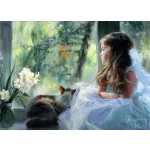 Kislány Cicával számfestő 1000 db-os puzzle