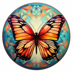   Pillangó 30 cm átmérőjű kör alakú kép kör alakú gyémántszemekkel