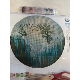   Téli Álomvilág 29,5 cm átmérőjű kör alakú kép kör alakú gyémántszemekkel