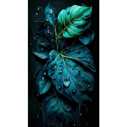 Éjféli Harmat - Prémium Gyémántszemes Kirakó Különleges AB és tündérporos KÖR alakú Gyémántokkal 40x70cm