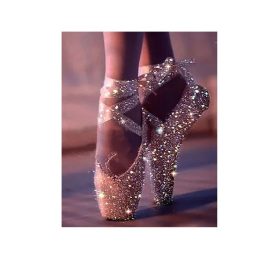   Balett cipő - Prémium Gyémántszemes Kirakó Különleges AB és tündérporos kör alakú Gyémántokkal 20X30cm
