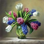 Tulipán vázában gyöngyös hímzés kreatív kézimunka szett