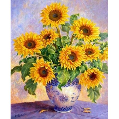 Napraforgó csokor gyöngyös hímzés kreatív kézimunka szett