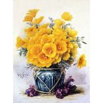 Sárga virágok gyöngyös hímzés kreatív kézimunka szett