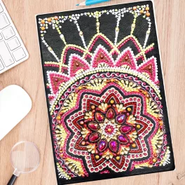   Narancs Csillag mandala mintás jegyzetfüzet gyémántszemes kirakó