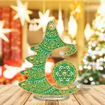 Karácsonyfa mandalás dísszel kör alakú Gyémántszemes Karácsonyi asztali dísz