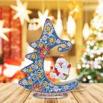 Karácsonyfa Mikulás dísszel kör alakú Gyémántszemes Karácsonyi asztali dísz