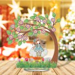 Hintázó kislány kör alakú Gyémántszemes asztali dísz