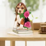 Kutyus virággal Gyémántszemes asztali dísz