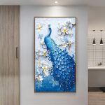 Kék páva kör alakú gyémántszemes kirakó