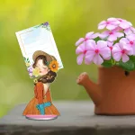 Gyémántszemmel kirakható jegyzet tartó kis hölgy mintával