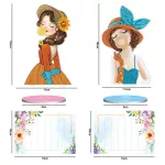 Gyémántszemmel kirakható jegyzet tartó kis hölgy mintával