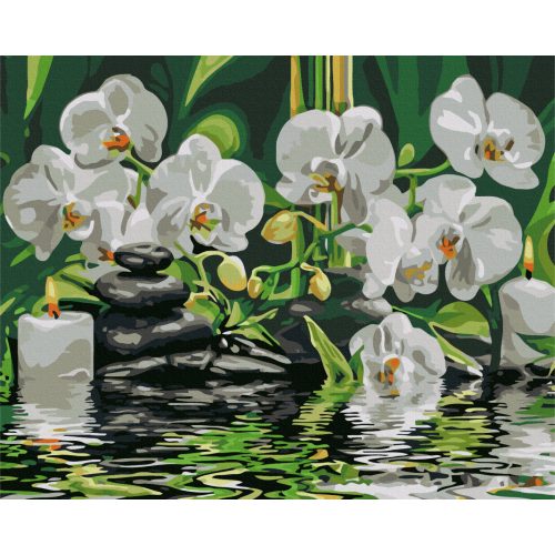 Orchideás Zen kép  festés számok alapján kreatív készlet keret nélkül 40x50