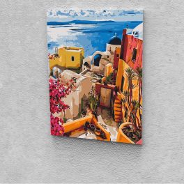   Görög Tengerpart festés számok alapján kreatív készlet keret nélkül 40x50