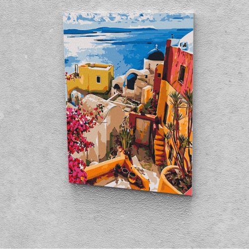 Görög Tengerpart festés számok alapján kreatív készlet keret nélkül 40x50