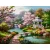 Japán kert Kör alakú Gyémántszemes kirakó kerettel 40x50