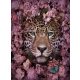 Virágos tigris kör alakú kreatív gyémánt kirakó 30x40