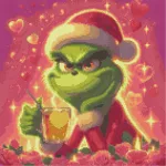 Csillogó Szives grincses kreatív gyémántszemes kirakó kör alakú gyémántszemekkel 40x40 cm  