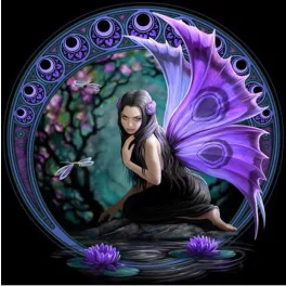   Pillangó tündér kör alakú kreatív gyémánt kirakó 40x40