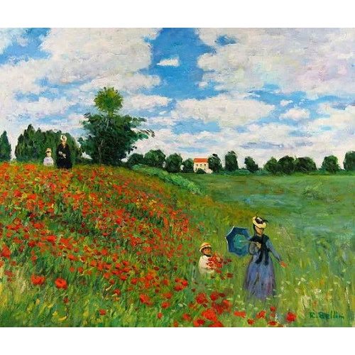 Monet Pipacsvirágzás kör alakú kreatív gyémánt kirakó 30x40