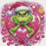 CSillogó Szívből grincs kreatív gyémántszemes kirakó kör alakú gyémántszemekkel 40x40 cm  