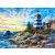 Tengerparti Tájkép kör alakú kreatív gyémánt kirakó 30x40