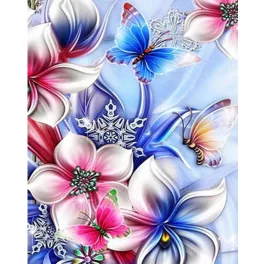 Virágok kör alakú kreatív gyémánt kirakó 30x40