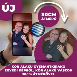   Gyémánt kirakó saját fotóról kör alakú gyémántszemekkel 30 cm átmérőjű kör alakú kép