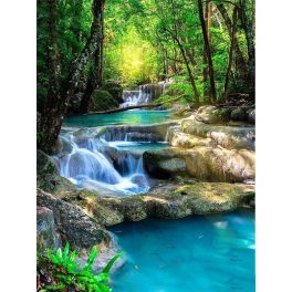   Patak az erdőben kör alakú kreatív gyémánt kirakó 30x40