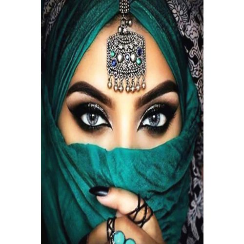 Arab szépség kör alakú kreatív gyémánt kirakó 40x50