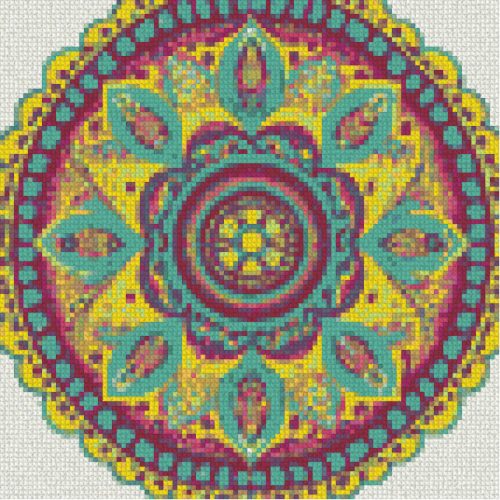 Mandala 3 Kör alakú Gyémántszemes kirakó 30x30