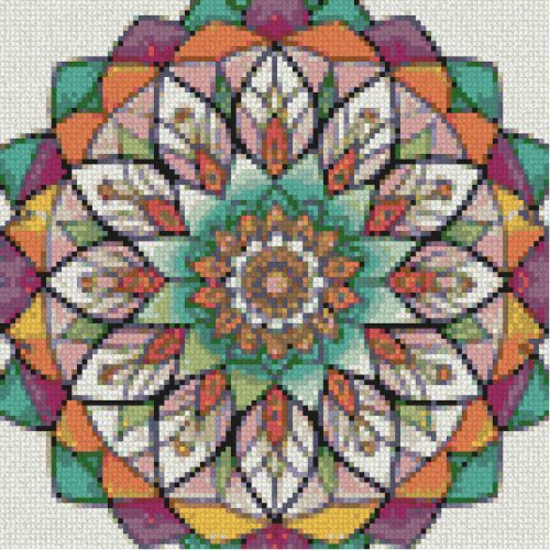 Mandala 3 Kör alakú Gyémántszemes kirakó 30x30