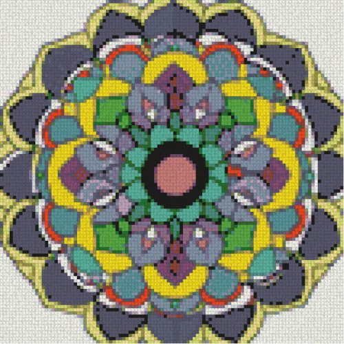 Mandala 5 Kör alakú Gyémántszemes kirakó 30x30