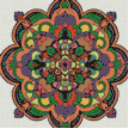 Mandala 5 Kör alakú Gyémántszemes kirakó 30x30