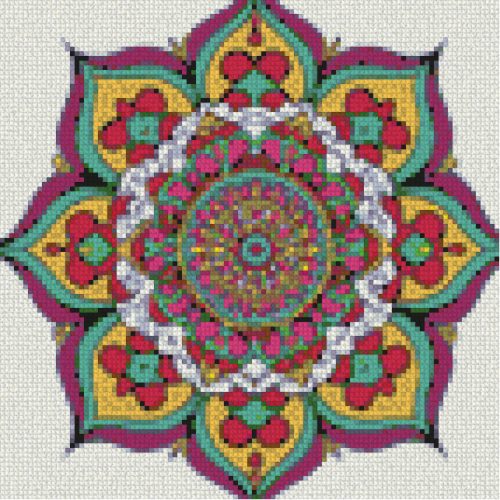 Mandala 9 Kör alakú Gyémántszemes kirakó 30x30