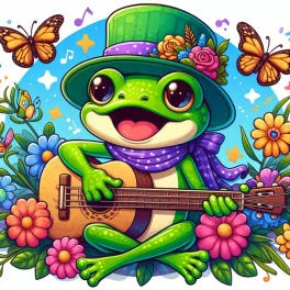   Gitáros béka kör alakú kreatív gyémántszemes kirakó gyerekeknek 20x20 cm