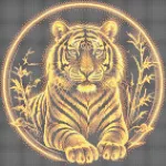 Kínai horoszkóp – Tigris kör alakú kreatív gyémánt kirakó 40x40