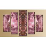 Rózsaszín álom palota öt részes gyémántszemes kirakó kör alakú gyémántszemekkel