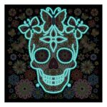 Sötétben világító koponya részben kirakható kör alakú kreatív gyémánt kirakó