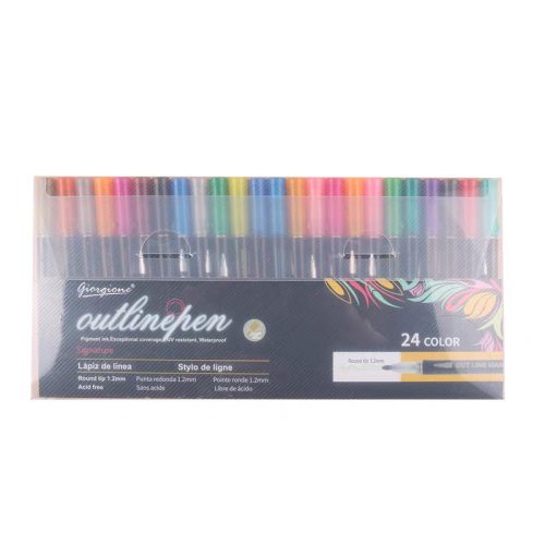 Outline Pen készlet 24 db-os csillogó kontúrtoll szett filctoll