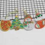 Karácsonyfás kesztyűs gyémántszemmel kirakható kulcstartók