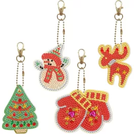   Karácsonyi kesztyűs gyémántszemmel kirakható kulcstartók