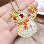 Karácsonyi hóemberes csengettyűs gyémántszemmel kirakható kulcstartók