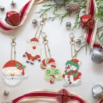 Karácsonyi cukros gyémántszemmel kirakható kulcstartók