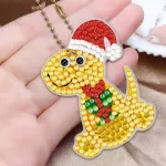 Karácsonyi dínók minkét oldalon gyémántszemmel kirakható kulcstartók