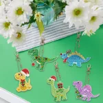 Karácsonyi dínók minkét oldalon gyémántszemmel kirakható kulcstartók