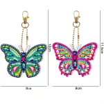 Pillangós mindkét oldalon kirakható gyémántszemes kirakó világító kulcstartók 