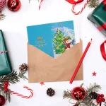 Karácsonyfa hóemberrel Karácsonyi képeslap gyémántszemes kirakó szett